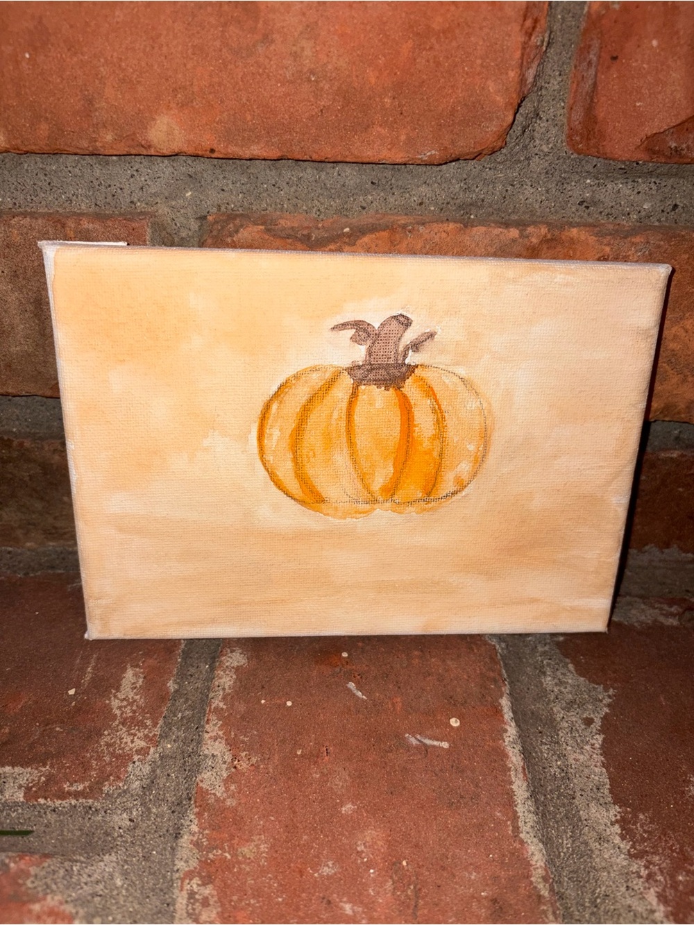 Hand-Painted Orange Pumpkin Canvas Art  Watercolor